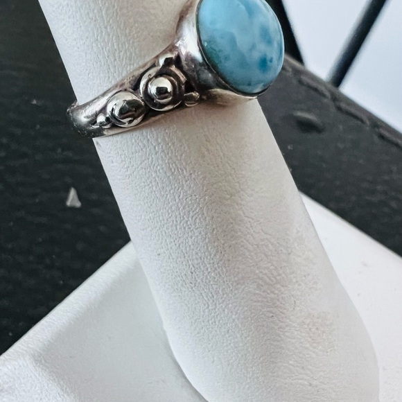 Sterling Silver Blue Larimar Cabochon Ring - Picture 6 of 7